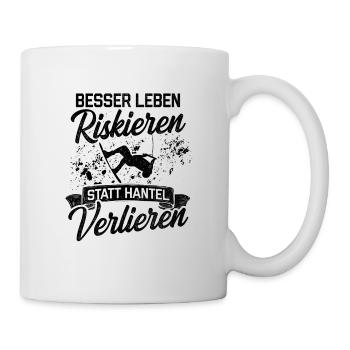 Wakeboard Besser Leben Riskieren Statt Hantel Verl - Tasse - Weiß - Rechts