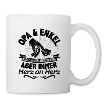 Opa Und Enkel Nicht Immer Auge an Auge Aber Herz A - Tasse - Weiß - Rechts