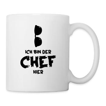 Baby Junge Lustiger Spruch Chef Sonnenbrille - Tasse - Weiß - Rechts