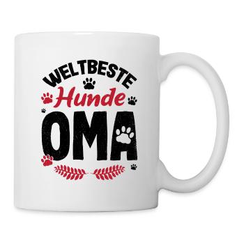 Großmutter Weltbeste Hunde Oma Omi Enkel Familie U - Tasse - Weiß - Rechts