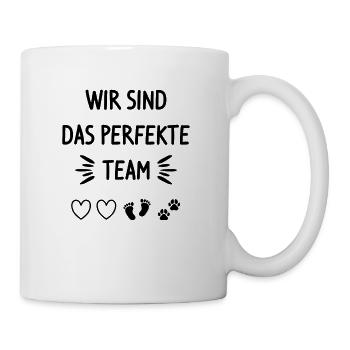 Wir Sind Das Perfekte Team - Familie Baby Hund - Tasse - Weiß - Rechts