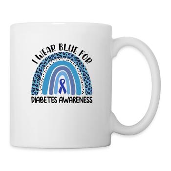 Je porte du bleu pour la sensibilisation au diabète Leopard Rainbow - Mug blanc - blanc - Droite