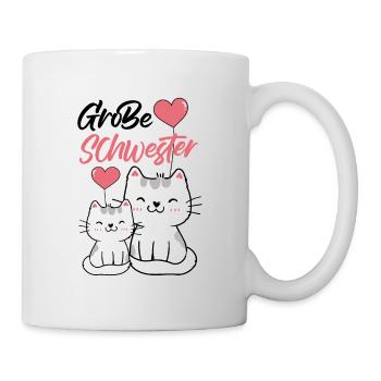 Große Schwester Katze Geschwisterliebe Familie Nac - Tasse - Weiß - Rechts