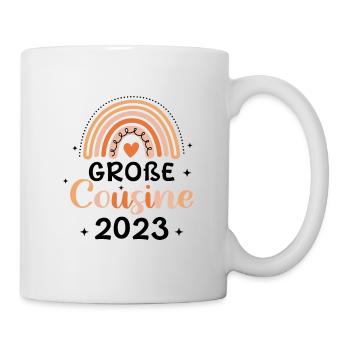 Große Cousine 2023 Verwandtschaft Nachwuchs Baby S - Tasse - Weiß - Rechts