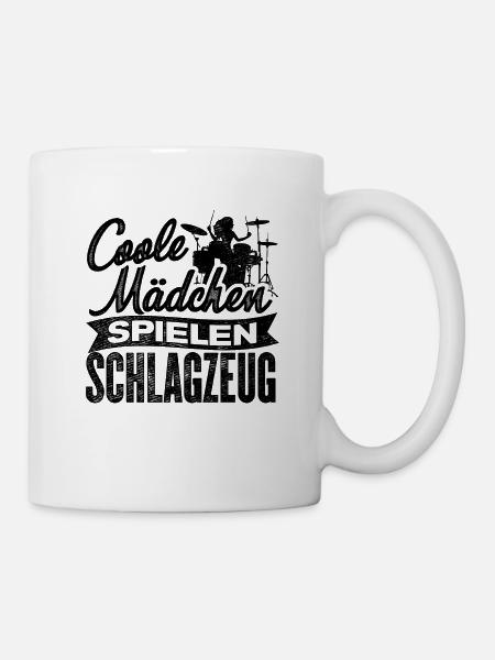 Coole Mädchen Spielen Schlagzeug Musikinstrument M - Tasse - Weiß
