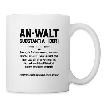 Anwalt Defintion Substantiv Rechtsanwalt Jura Juri - Tasse - Weiß - Rechts