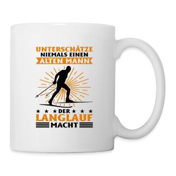 Unterschätze Niemals Einen Alten Mann Der Langlauf - Tasse - Weiß - Rechts