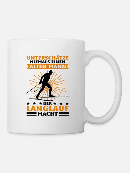 Unterschätze Niemals Einen Alten Mann Der Langlauf - Tasse - Weiß