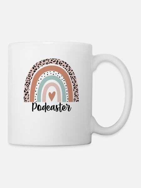 Podcaster Regenbogen Leopard Lustig Podcaster Geschenk - Tasse - Weiß