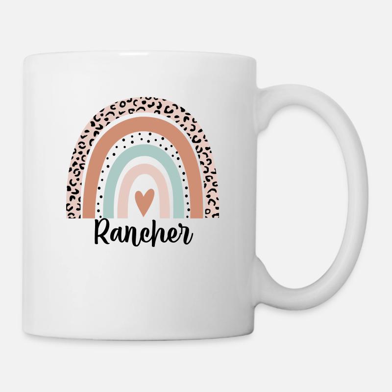 Rancher Regenbogen Leopard Lustiges Rancher Geschenk - Tasse - Weiß