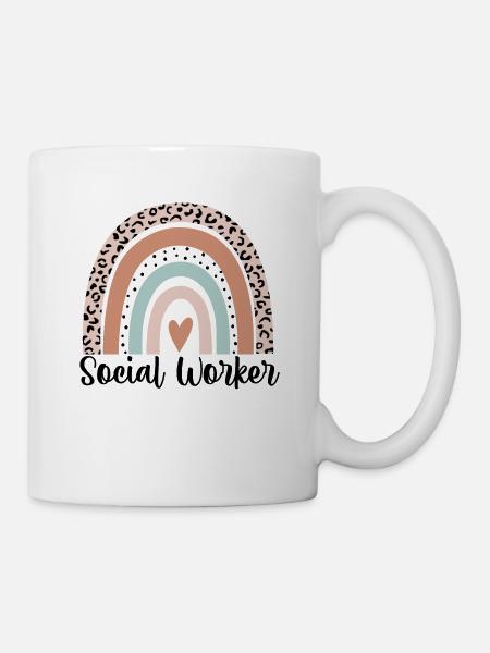 Sozialarbeiter Regenbogen Leopard Lustiger Sozialarbeiter - Tasse - Weiß