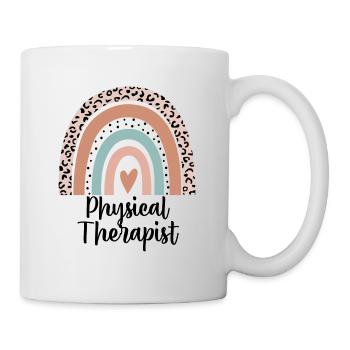 Physiotherapeut Regenbogen Leopard Lustiges Geschenk - Tasse - Weiß - Rechts