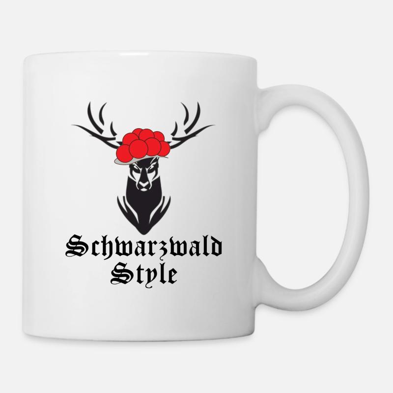 Schwarzwald Style Bollenhut Hirsch - Tasse - Weiß