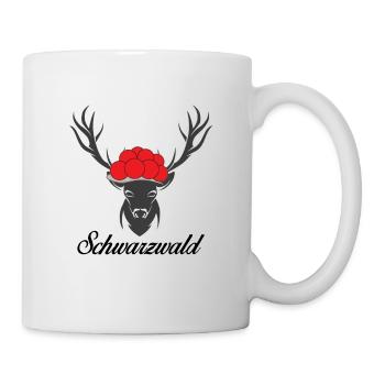 Schwarzwald Bollenhut Hirsch Autoaufkleber - Tasse - Weiß - Rechts
