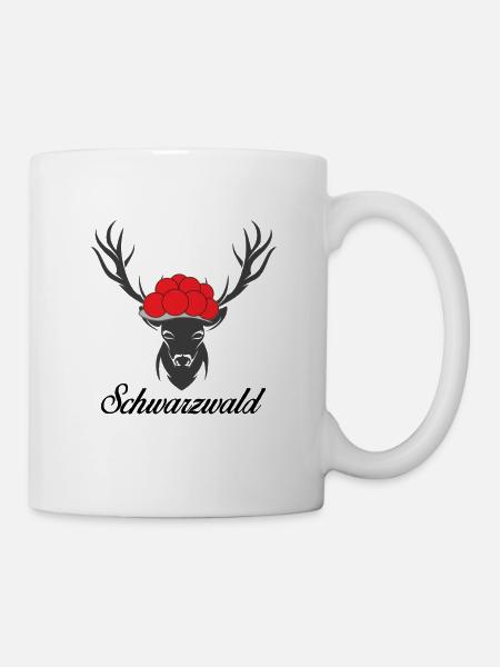 Schwarzwald Bollenhut Hirsch Autoaufkleber - Tasse - Weiß