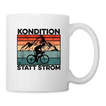 Kondition Statt Strom Rennradfahrer Radsport Fahrr - Tasse - Weiß - Rechts