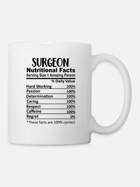 Faits nutritionnels du chirurgien Drôle - Mug blanc - blanc