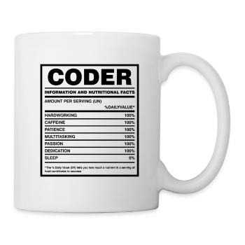 Coder Nutritional Facts Coder Programmer Computer - Tasse - Weiß - Rechts