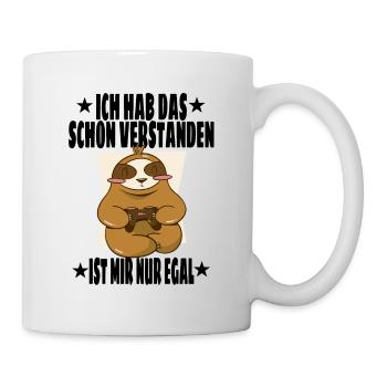 Gaming Faultier Spruch Gamer Humor Sarkasmus - Tasse - Weiß - Rechts