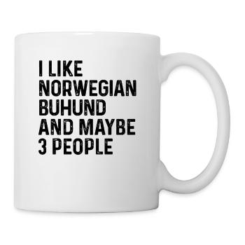 J’aime le buhund norvégien et peut-être le chien de 3 personnes - Mug blanc - blanc - Droite