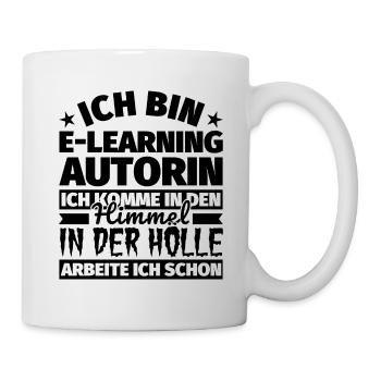 E-Learning Autorin Geschenk lustig Himmel Hölle - Tasse - Weiß - Rechts