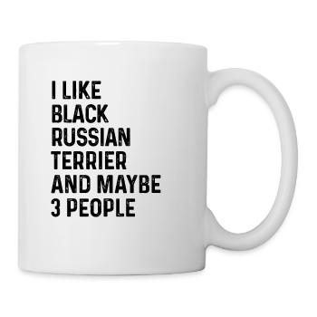 J’aime le terrier russe noir et peut-être 3 personnes - Mug blanc - blanc - Droite