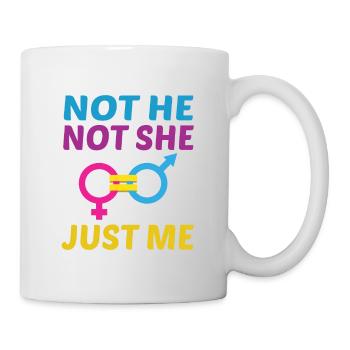 Not He Not She Just Me Lesbian Proud Rainbow Queer - Tasse - Weiß - Rechts