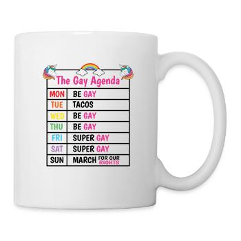 The Gay Agenda Be Gay Pride Bisexual Love Rainbow - Tasse - Weiß - Rechts