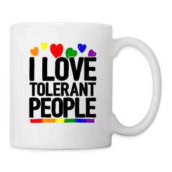 I Love Tolerant People Bisexual Gay Pansexual Rain - Tasse - Weiß - Rechts