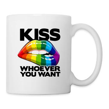 Kiss Whoever You Want Lesbian Pansexual Diversity - Tasse - Weiß - Rechts