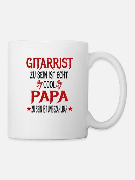 Gitarrist Papa Vater Spruch Rocker E-Gitarre - Tasse - Weiß