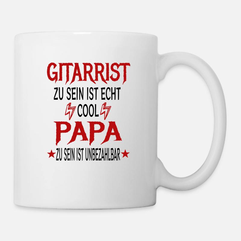 Gitarrist Papa Vater Spruch Rocker E-Gitarre - Tasse - Weiß