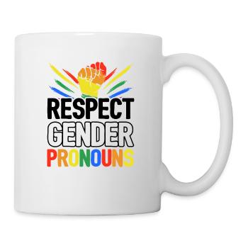 Respect Gender Pronouns Bisexual Rainbow Proud Gay - Tasse - Weiß - Rechts