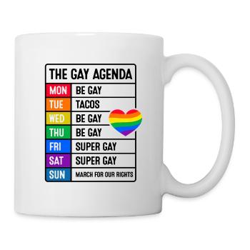 The Gay Agenda Be Gay Pride Bisexual Love Rainbow - Tasse - Weiß - Rechts