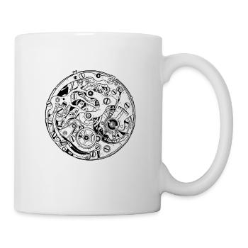 Uhrwerk Uhr Mechanik - Tasse - Weiß - Rechts