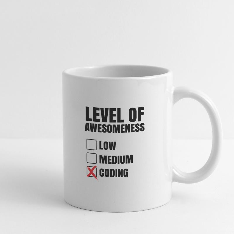 Level Of Awesomeness Low Medium Coding Programming Tasse