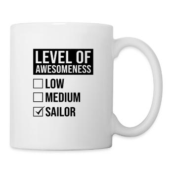 Level Of Awesomeness Low Medium Sailor Captain Shi - Tasse - Weiß - Rechts