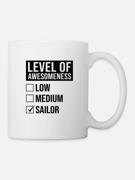 Level Of Awesomeness Low Medium Sailor Captain Shi - Tasse - Weiß