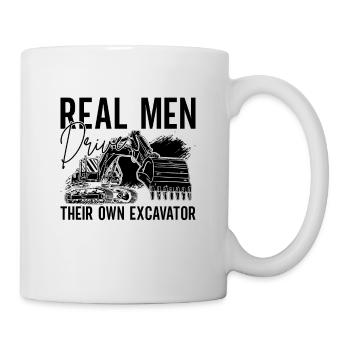 Bagger Bauarbeiter Bau Baggerfahrer Geschenkidee - Tasse - Weiß - Rechts