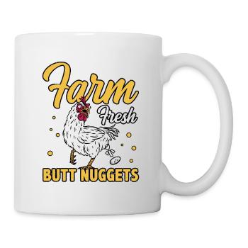 Farm Fresh Butt Nuggets Agriculteur Tractor Driver - Tasse - Weiß - Rechts