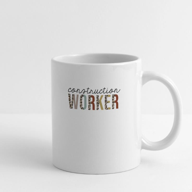 Construction Worker Leopard Print Funny Mug