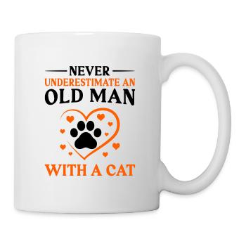 Never Underestimate An Old Man With A Cat Cat Love - Tasse - Weiß - Rechts