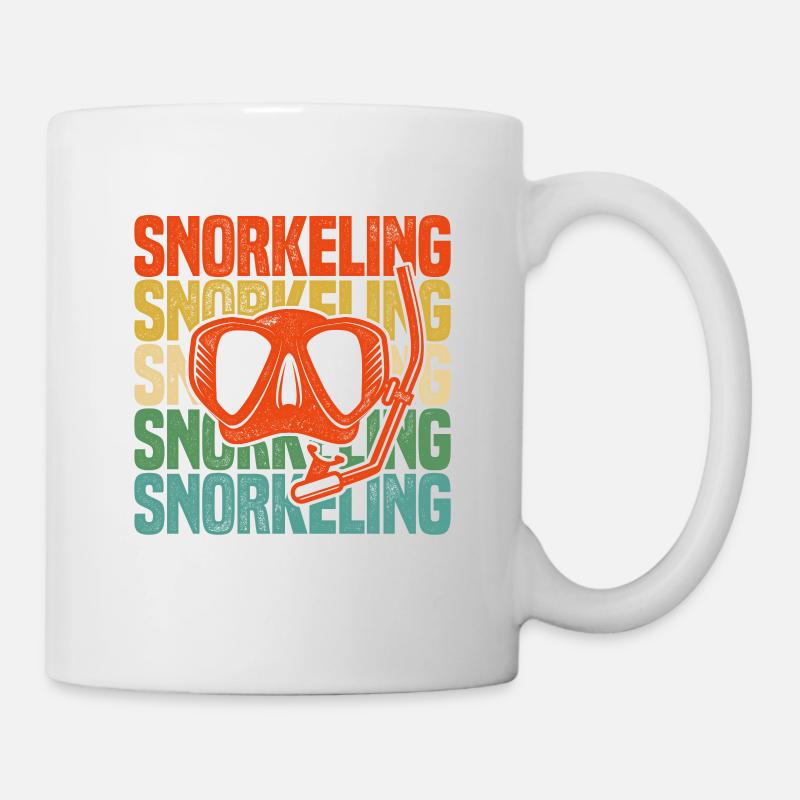 Retro Graphic Snorkeler Scuba Diver Diving Snorkel - Tasse - Weiß