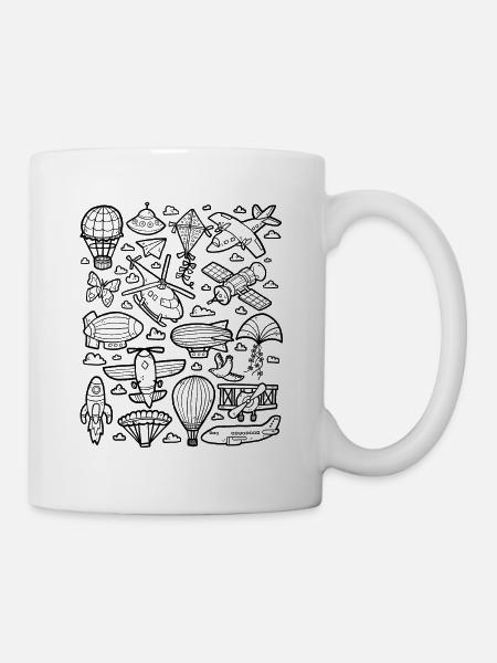 Luftfahrt - Hubschrauber, Flugzeug, UFO - Tasse - Weiß