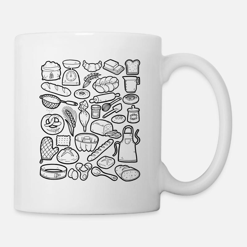 Backen & Bäckerei Doodles - Tasse - Weiß