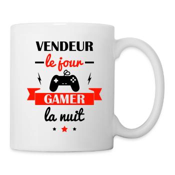 vendeur le jour, gamer la nuit - Mug blanc - blanc - Droite