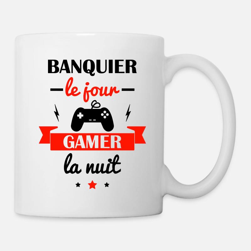 Banquier le jour, gamer la nuit - Mug blanc - blanc