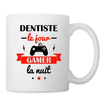 dentiste le jour,gamer la nuit - Mug blanc - blanc - Droite