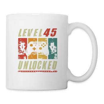 Level 45 Unlocked Gamer Turning 45th Birthday Gift - Mug - white - Right