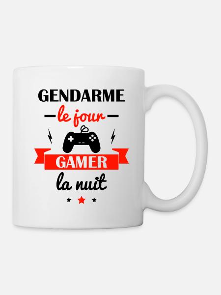 Gendarme le jour gamer la nuit,idée cadeau - Mug blanc - blanc